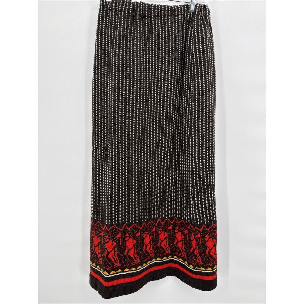 Unbranded 100% Wool Maxi Skirt Japan Vintage Skiing Motif